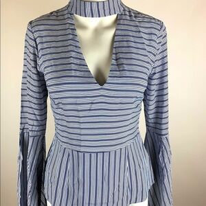 Venus Flare Sleeve Strip Blouse - 2